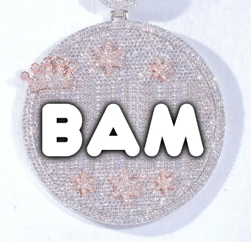 CUSTOM LETTER NECKLACE 3D BIG CROWN DISC sold by The GUU Shop