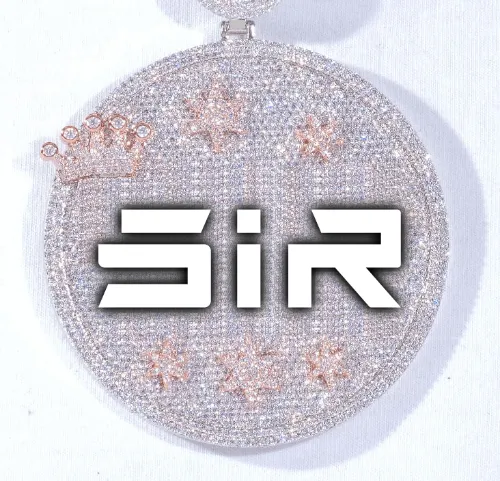 CUSTOM LETTER NECKLACE 3D BIG CROWN DISC sold by The GUU Shop