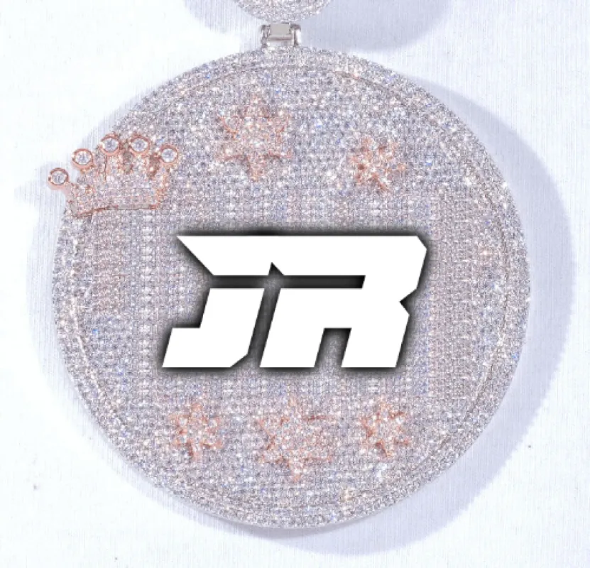 CUSTOM LETTER NECKLACE 3D BIG CROWN DISC sold by The GUU Shop