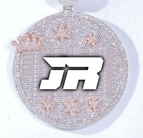 CUSTOM LETTER NECKLACE 3D BIG CROWN DISC sold by The GUU Shop