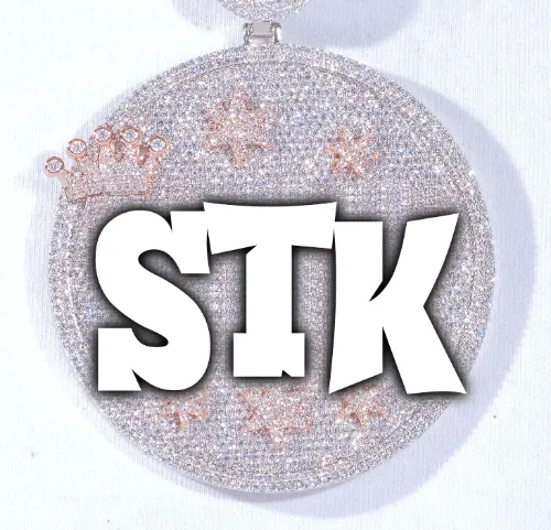 CUSTOM LETTER NECKLACE 3D BIG CROWN DISC sold by The GUU Shop