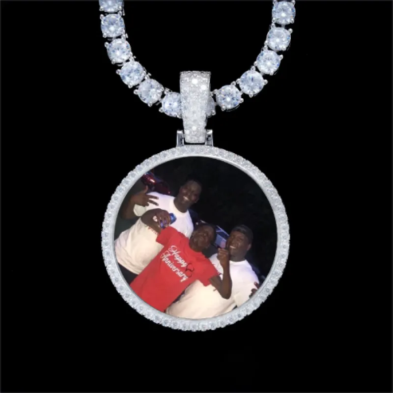 925S & VVS Moissanite 3D Circle Custom Picture Pendant sold by The GUU Shop