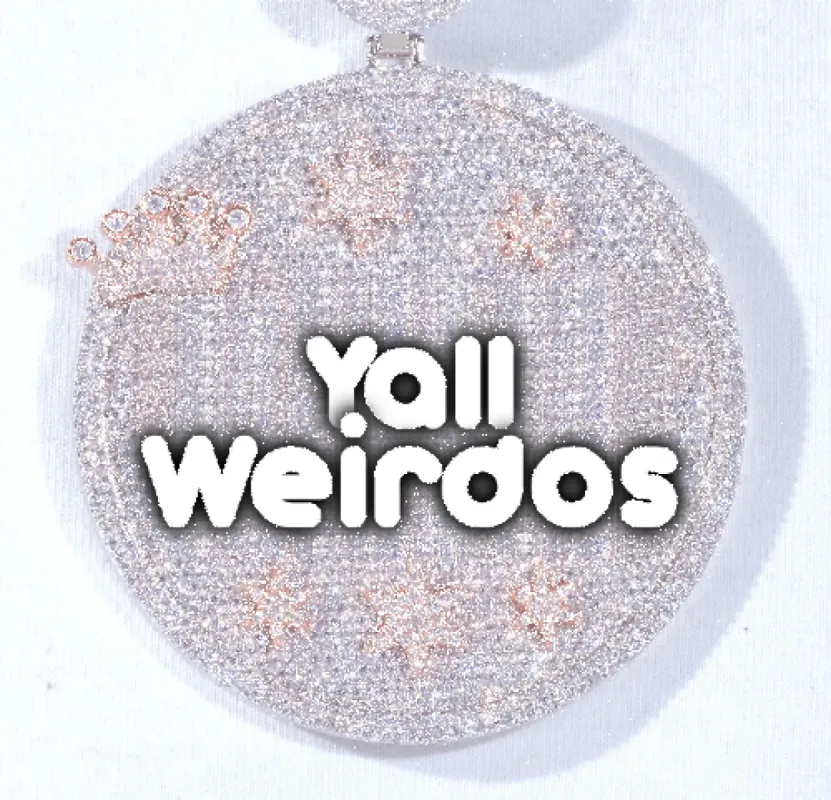 CUSTOM LETTER NECKLACE 3D BIG CROWN DISC sold by The GUU Shop