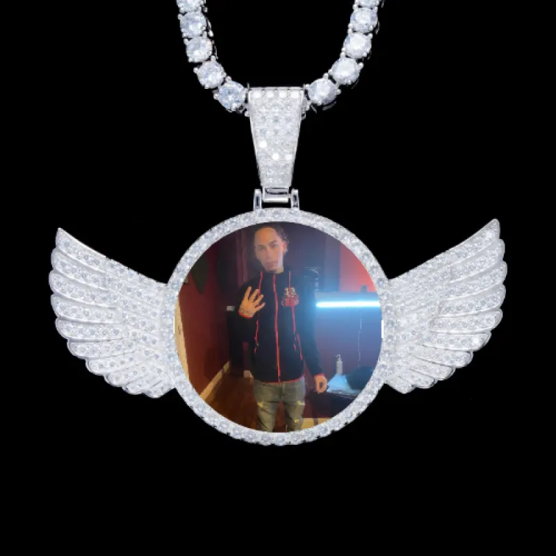 925S & VVS Moissanite 3D Wing Custom Picture Pendant sold by The GUU Shop