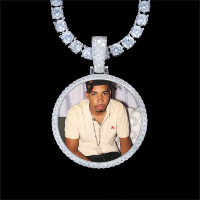 925S & VVS Moissanite 3D Circle Custom Picture Pendant made by The GUU Shop