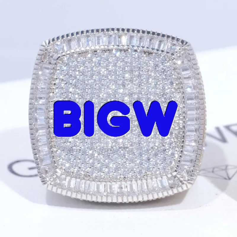 CUSTOM LETTER 3D ICED RING sold by The GUU Shop