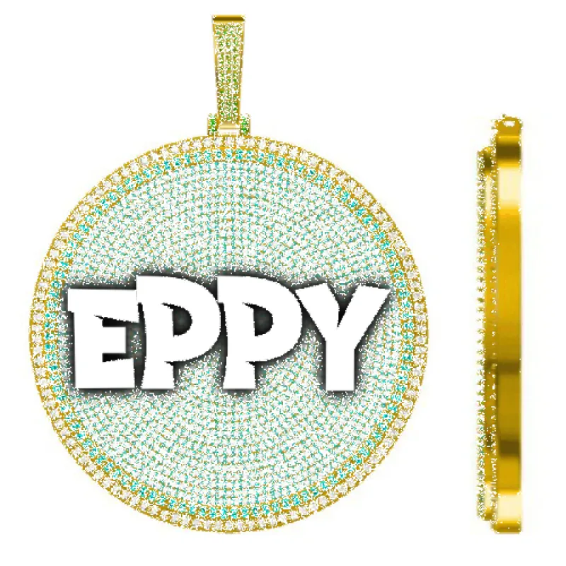 CUSTOM LETTER NECKLACE 3D BIG DISC sold by The GUU Shop