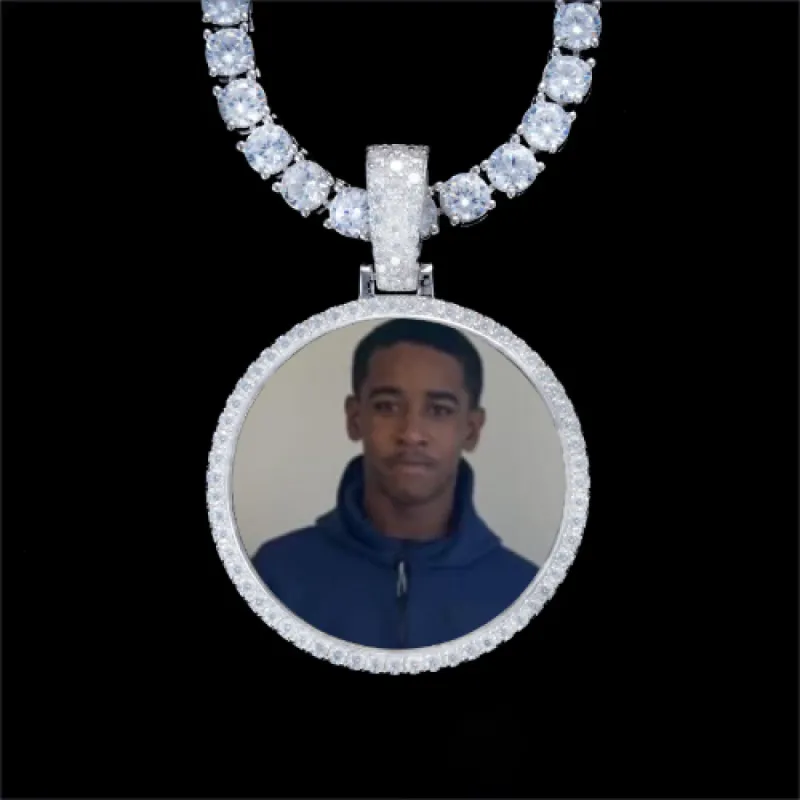 925S & VVS Moissanite 3D Circle Custom Picture Pendant sold by The GUU Shop
