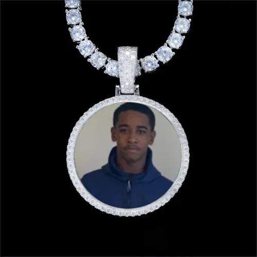 925S & VVS Moissanite 3D Circle Custom Picture Pendant sold by The GUU Shop