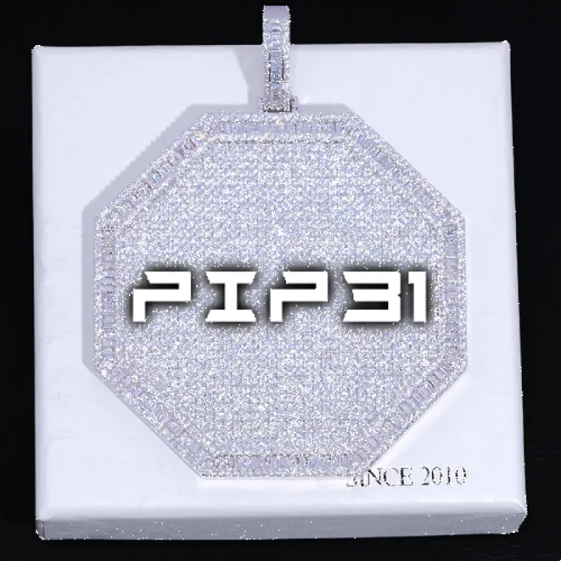 CUSTOM LETTER NECKLACE 3D BIG OCTAGON sold by The GUU Shop