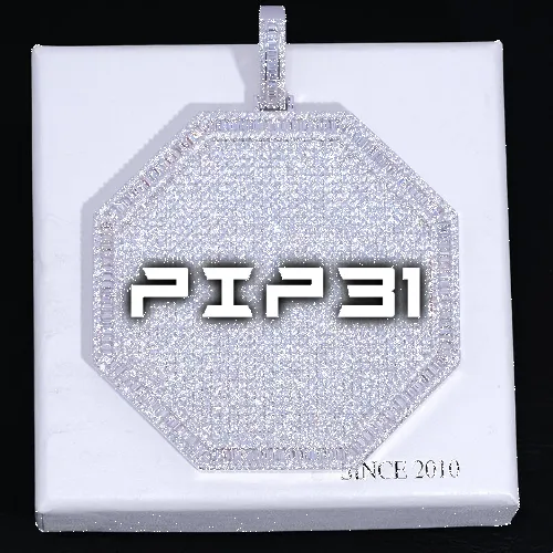 CUSTOM LETTER NECKLACE 3D BIG OCTAGON sold by The GUU Shop