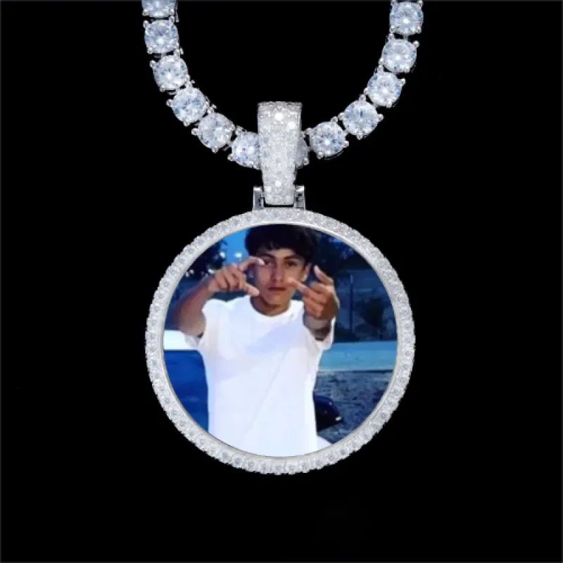 925S & VVS Moissanite 3D Circle Custom Picture Pendant sold by The GUU Shop