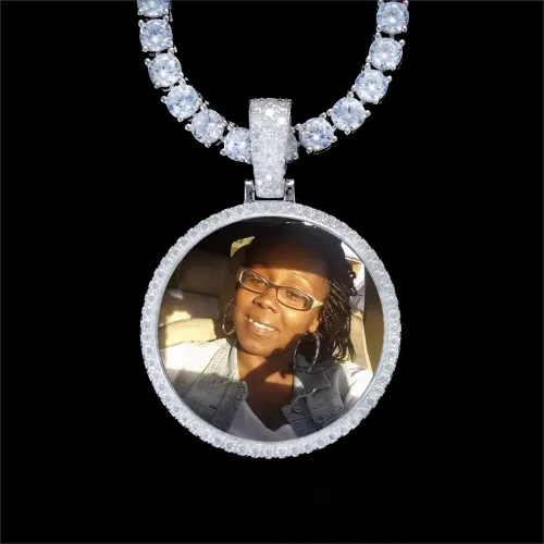 925S & VVS Moissanite 3D Circle Custom Picture Pendant sold by The GUU Shop