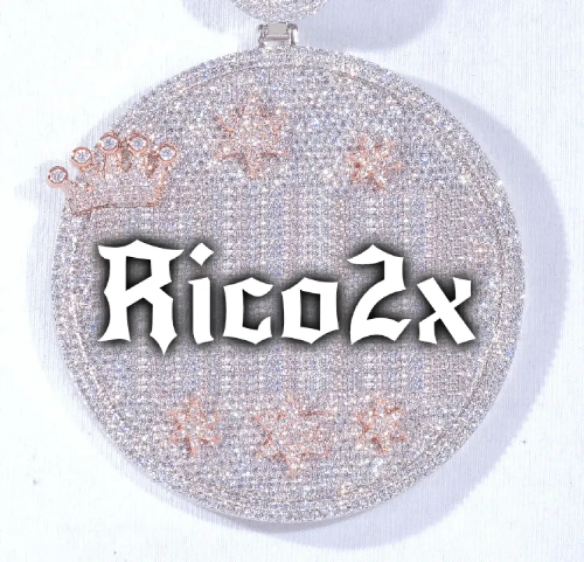 CUSTOM LETTER NECKLACE 3D BIG CROWN DISC sold by The GUU Shop