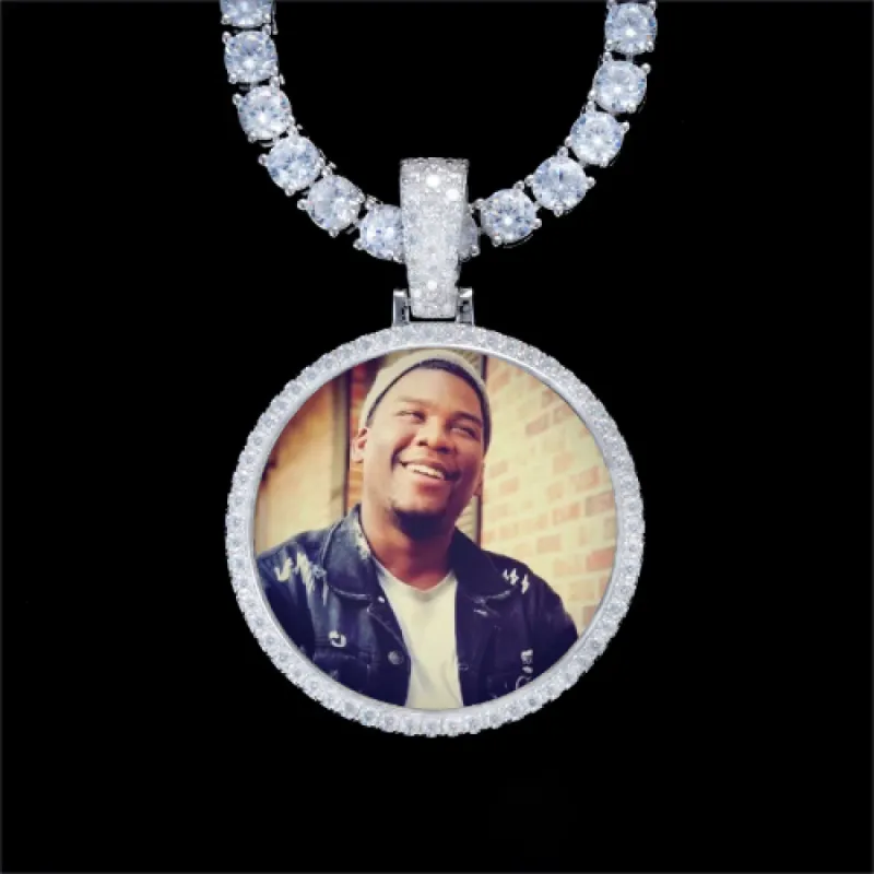 925S & VVS Moissanite 3D Circle Custom Picture Pendant sold by The GUU Shop