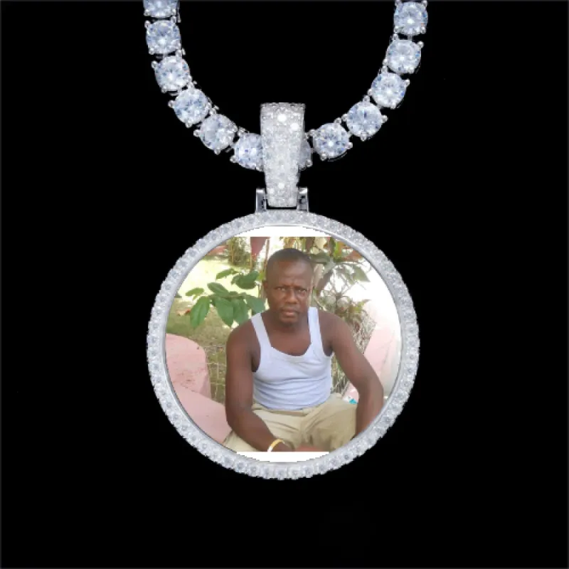925S & VVS Moissanite 3D Circle Custom Picture Pendant sold by The GUU Shop