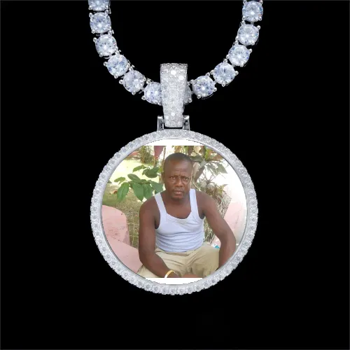 925S & VVS Moissanite 3D Circle Custom Picture Pendant sold by The GUU Shop