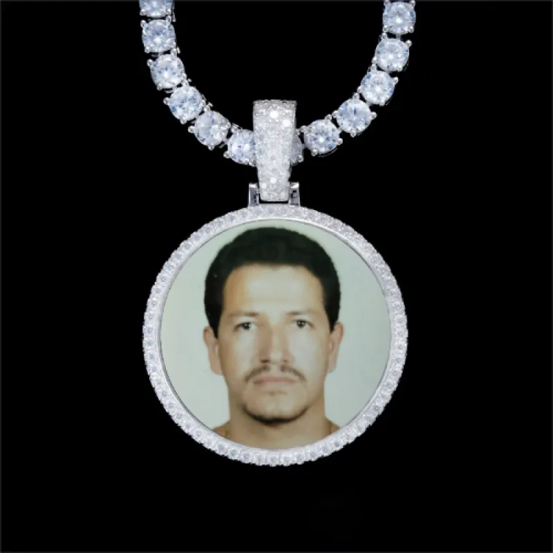 925S & VVS Moissanite 3D Circle Custom Picture Pendant sold by The GUU Shop