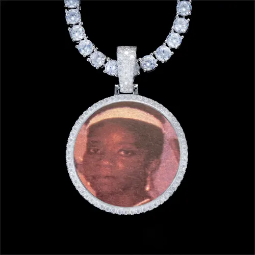 925S & VVS Moissanite 3D Circle Custom Picture Pendant sold by The GUU Shop