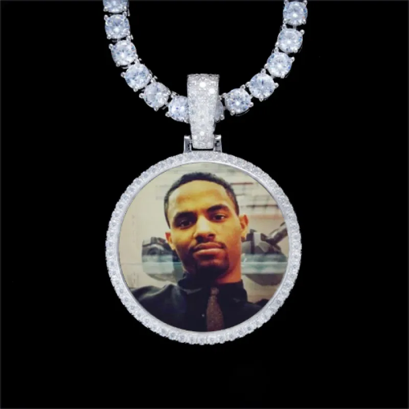 925S & VVS Moissanite 3D Circle Custom Picture Pendant sold by The GUU Shop