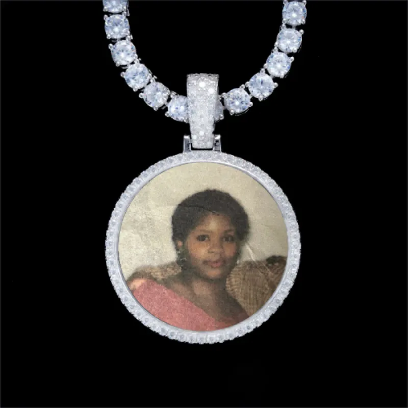 925S & VVS Moissanite 3D Circle Custom Picture Pendant sold by The GUU Shop