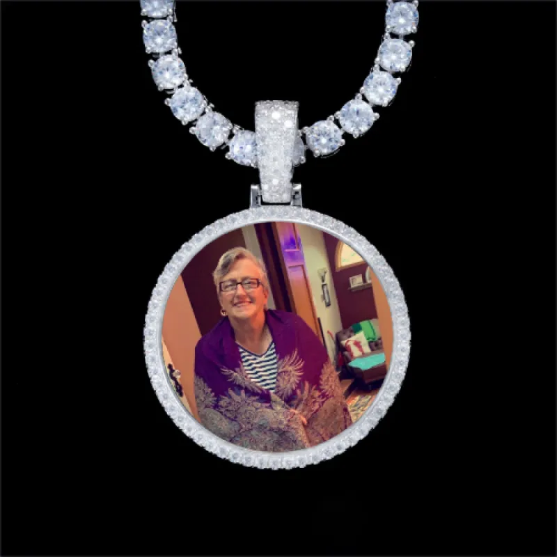 925S & VVS Moissanite 3D Circle Custom Picture Pendant sold by The GUU Shop