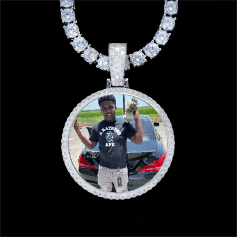 925S & VVS Moissanite 3D Circle Custom Picture Pendant sold by The GUU Shop
