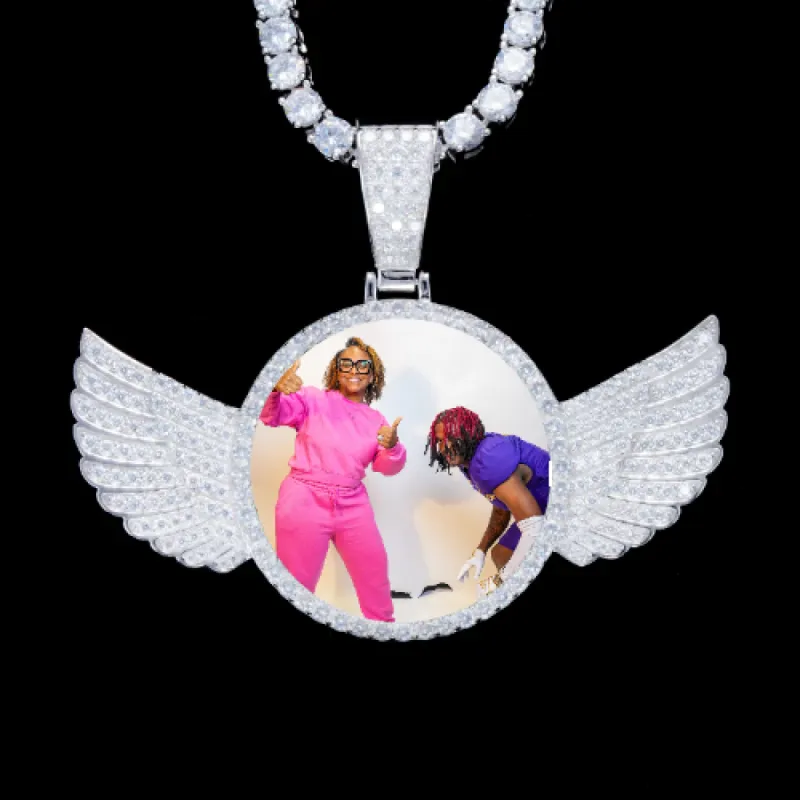 925S & VVS Moissanite 3D Wing Custom Picture Pendant sold by The GUU Shop