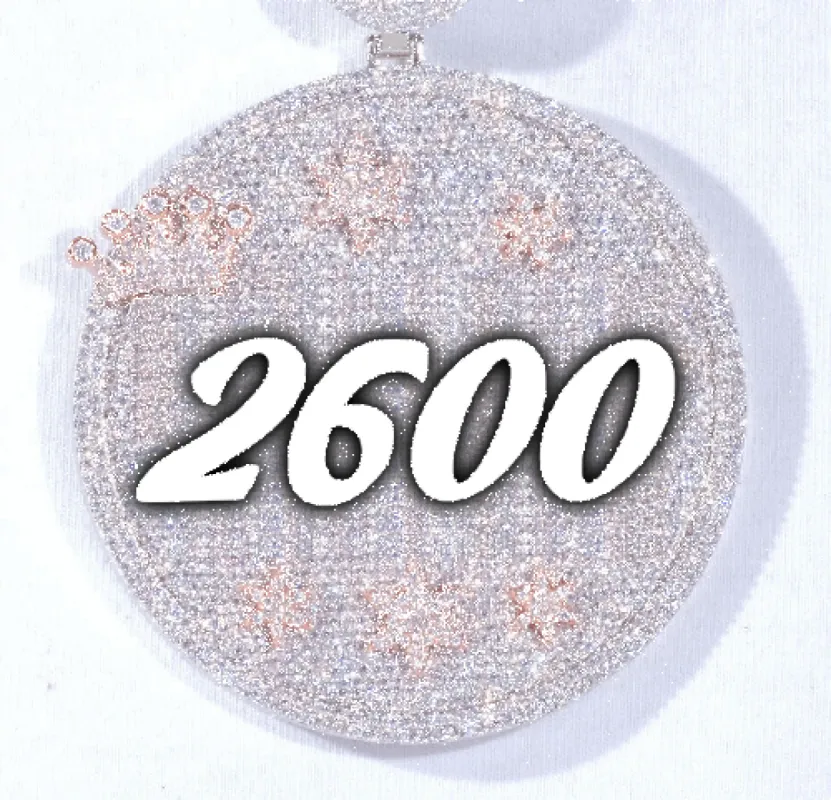 CUSTOM LETTER NECKLACE 3D BIG CROWN DISC sold by The GUU Shop