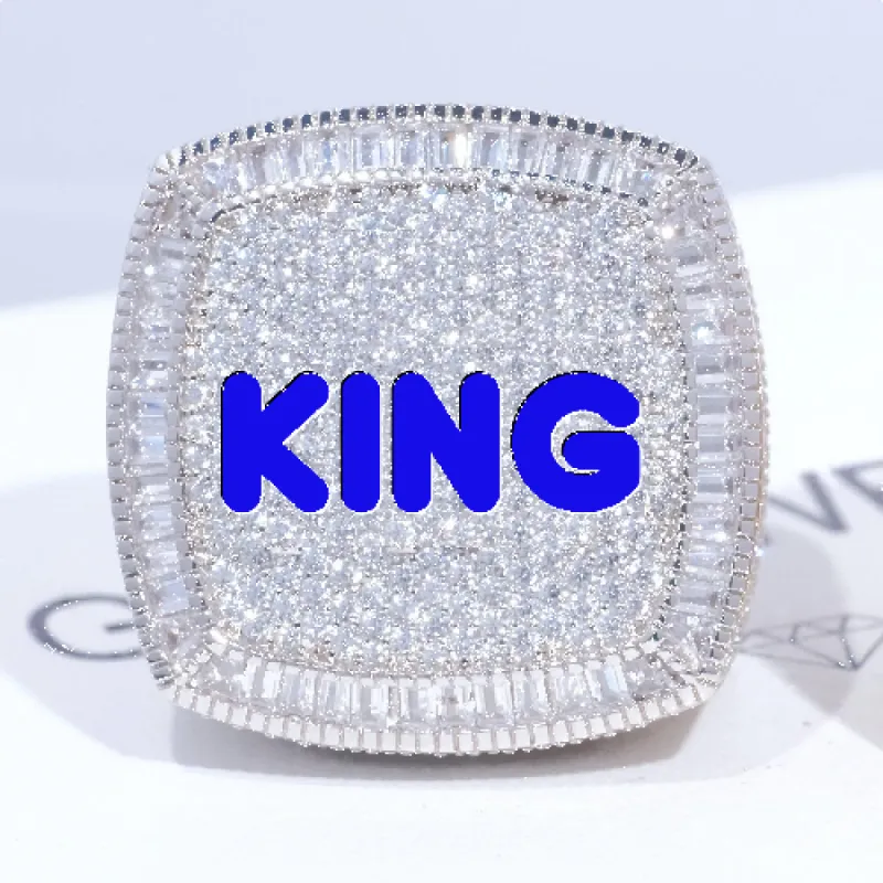 CUSTOM LETTER 3D ICED RING sold by The GUU Shop