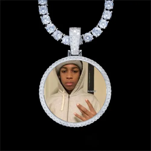 925S & VVS Moissanite 3D Circle Custom Picture Pendant sold by The GUU Shop