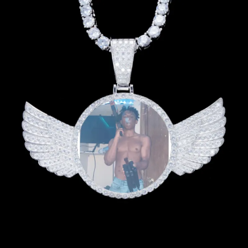 925S & VVS Moissanite 3D Wing Custom Picture Pendant sold by The GUU Shop