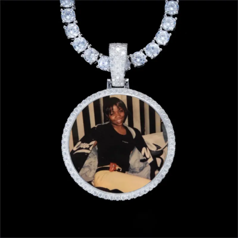 925S & VVS Moissanite 3D Circle Custom Picture Pendant sold by The GUU Shop