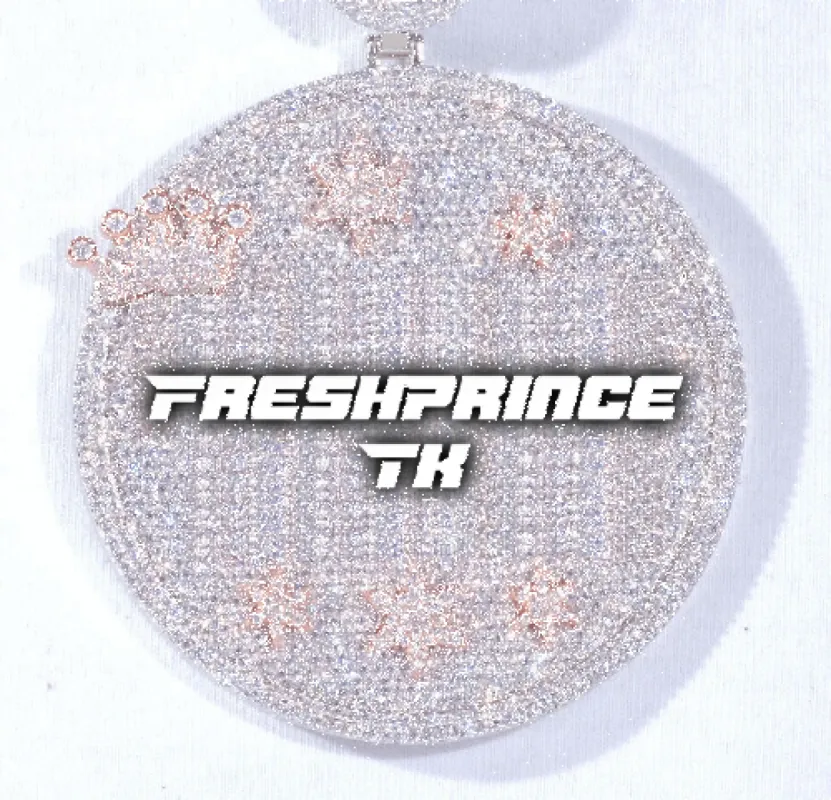 CUSTOM LETTER NECKLACE 3D BIG CROWN DISC sold by The GUU Shop