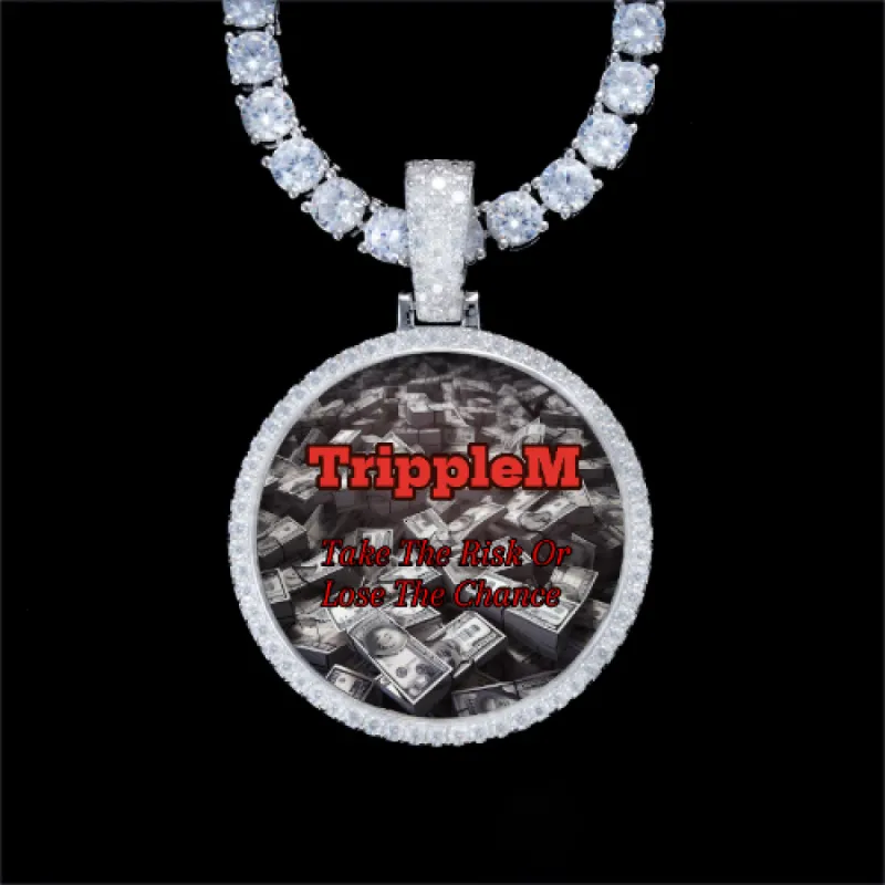 925S & VVS Moissanite 3D Circle Custom Picture Pendant sold by The GUU Shop