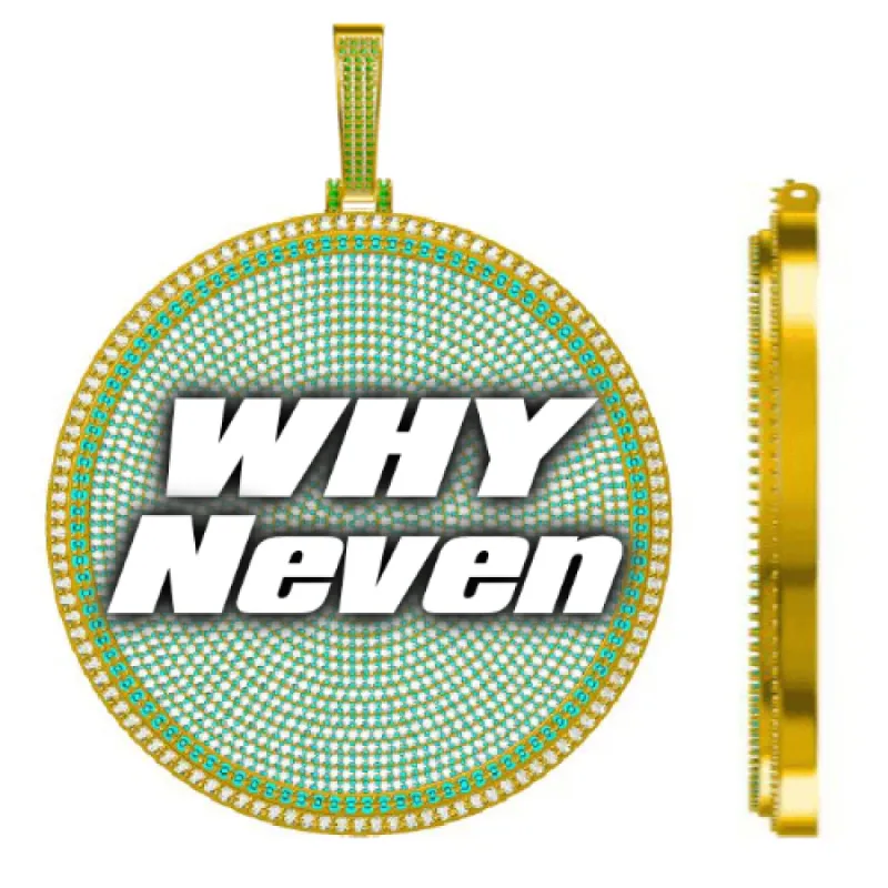 CUSTOM LETTER NECKLACE 3D BIG DISC sold by The GUU Shop