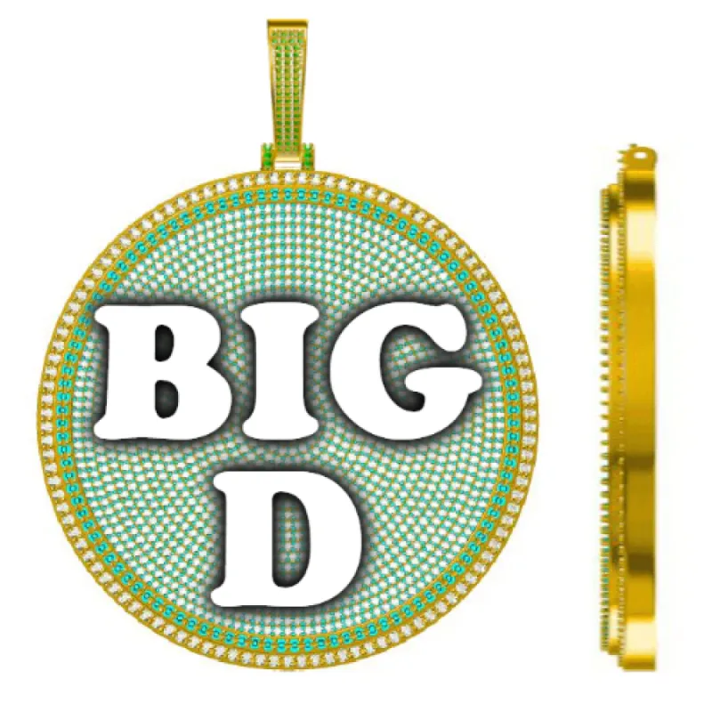 CUSTOM LETTER NECKLACE 3D BIG DISC sold by The GUU Shop