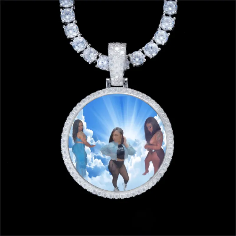 925S & VVS Moissanite 3D Circle Custom Picture Pendant sold by The GUU Shop