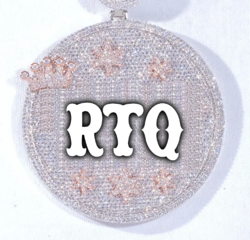 CUSTOM LETTER NECKLACE 3D BIG CROWN DISC sold by The GUU Shop