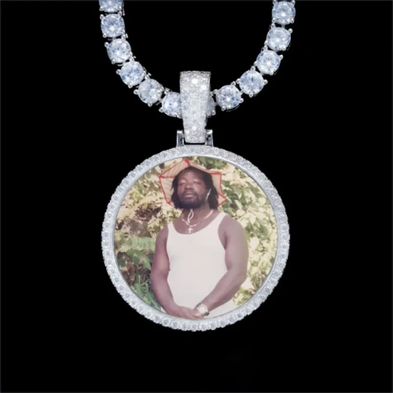 925S & VVS Moissanite 3D Circle Custom Picture Pendant sold by The GUU Shop