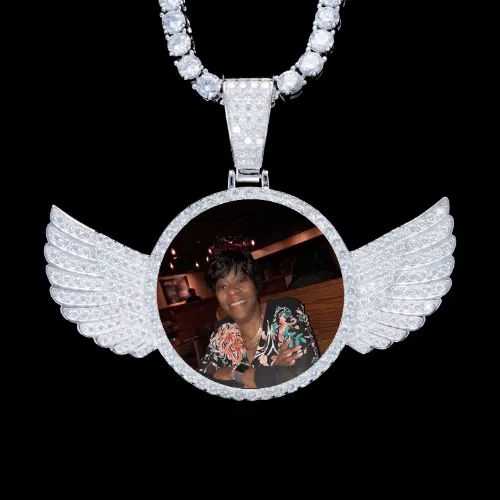925S & VVS Moissanite 3D Wing Custom Picture Pendant sold by The GUU Shop