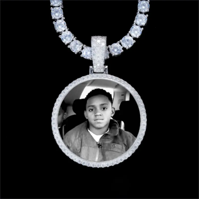 925S & VVS Moissanite 3D Circle Custom Picture Pendant sold by The GUU Shop