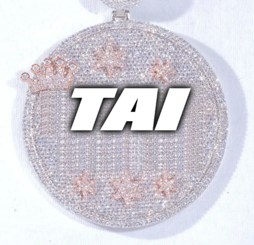 CUSTOM LETTER NECKLACE 3D BIG CROWN DISC sold by The GUU Shop