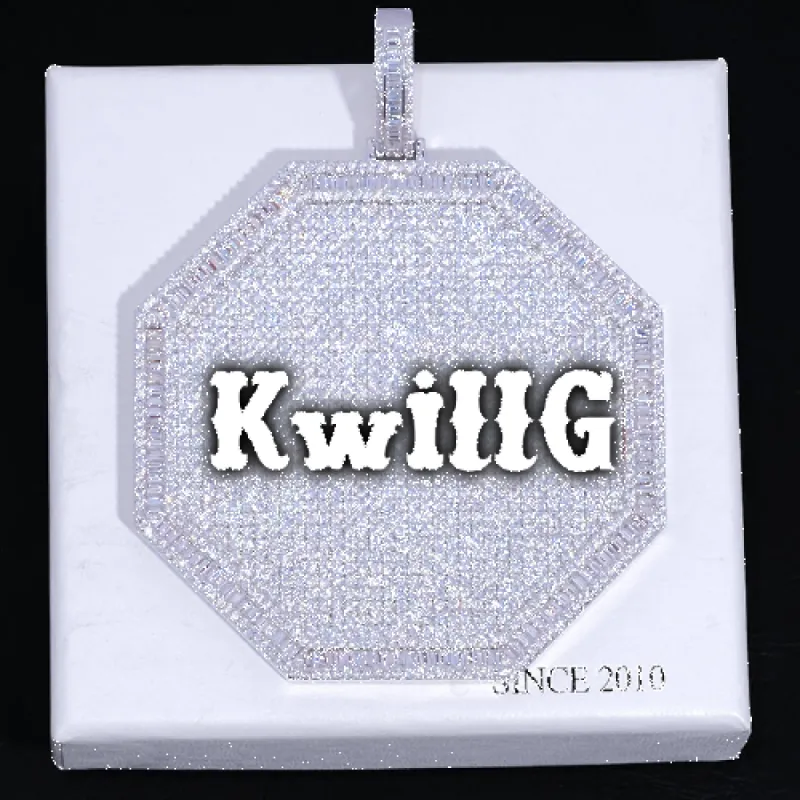 CUSTOM LETTER NECKLACE 3D BIG OCTAGON sold by The GUU Shop