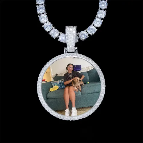 925S & VVS Moissanite 3D Circle Custom Picture Pendant sold by The GUU Shop