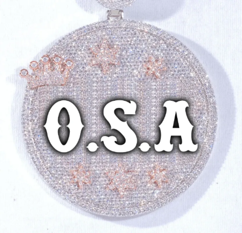 CUSTOM LETTER NECKLACE 3D BIG CROWN DISC sold by The GUU Shop