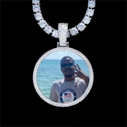 925S & VVS Moissanite 3D Circle Custom Picture Pendant sold by The GUU Shop