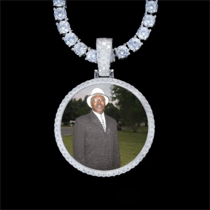 925S & VVS Moissanite 3D Circle Custom Picture Pendant sold by The GUU Shop
