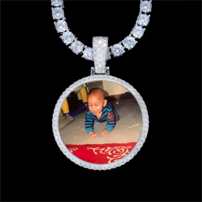 925S & VVS Moissanite 3D Circle Custom Picture Pendant sold by The GUU Shop