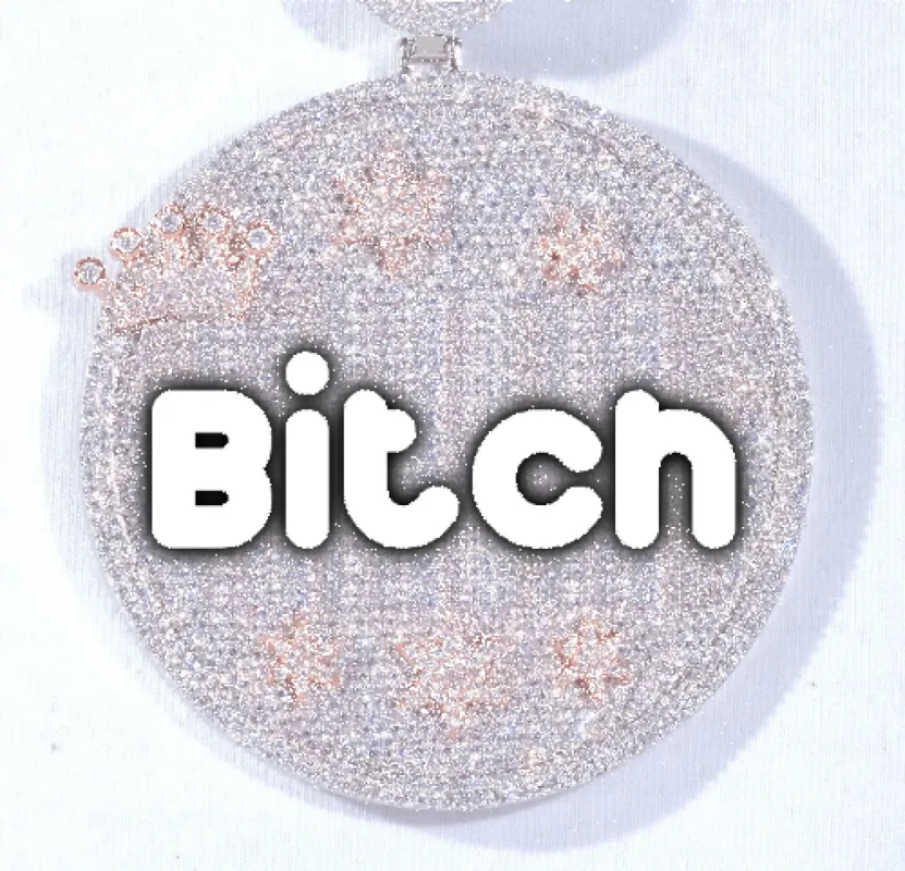 CUSTOM LETTER NECKLACE 3D BIG CROWN DISC made by The GUU Shop